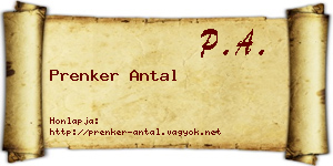 Prenker Antal névjegykártya